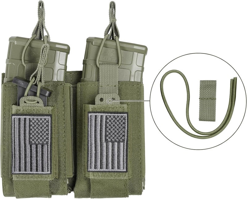 FRTKK حقيبة مجلات مولي مفتوحة من الأعلى مفردة/مزدوجة/ثلاثية لـ 5.56 مم M4 M16 AK AR Glock M1911 9 مم مع شارة علم الولايات المتحدة - Image 5